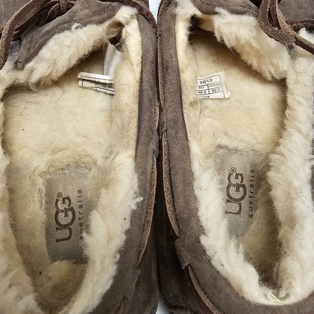UGG Australia Womens Dakota Suede Sheepskin Moccasin Slip On Brown 5612 9 40 - Picture 7 of 15